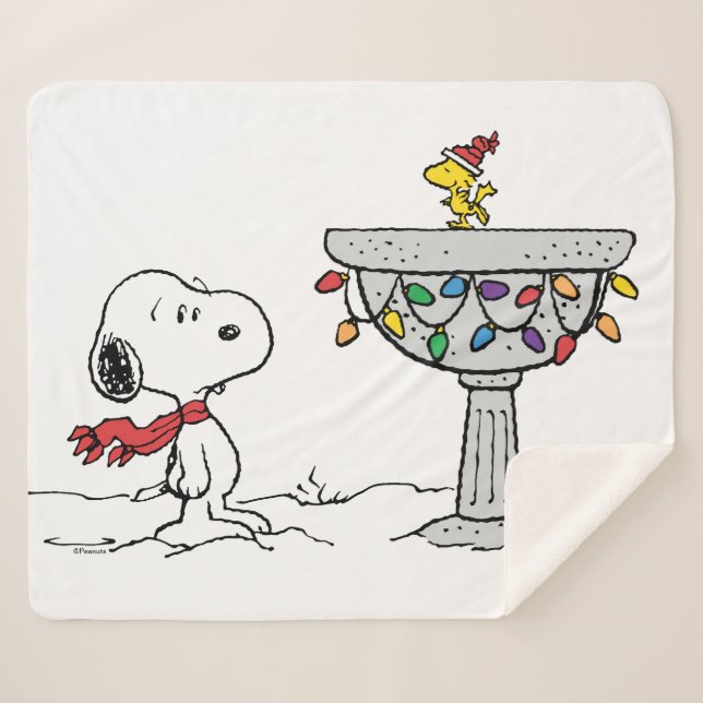 Manta Sherpa Cacahuetes | Baño de aves congelado Snoopy & Woods (Anverso (horizontal))