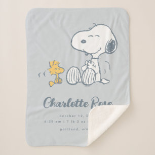 Manta Sherpa Cacahuetes   Bebé Snoopy y Woodstock