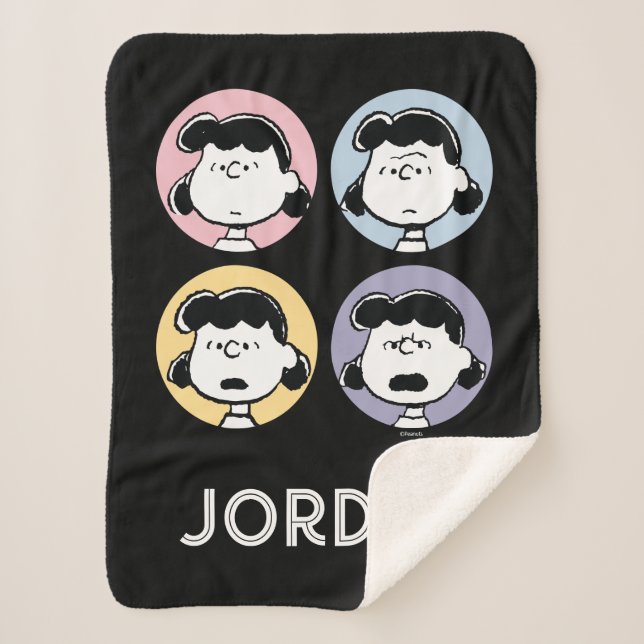 Manta Sherpa Cacahuetes | Caras de Lucy (Anverso)