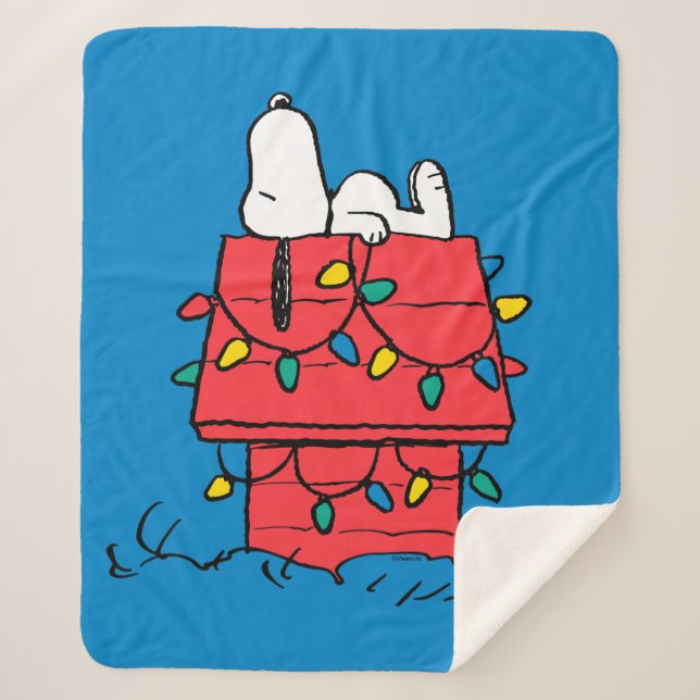 Manta Sherpa Cacahuetes | Casa de perros de Snoopy con luces (Anverso)