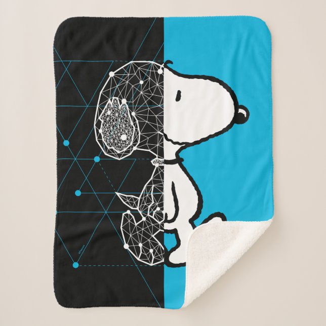 Manta Sherpa Cacahuetes | Diseño geométrico de Snoopy (Anverso)
