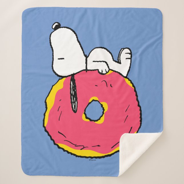Manta Sherpa Cacahuetes | Donut rosado Snoopy (Anverso)