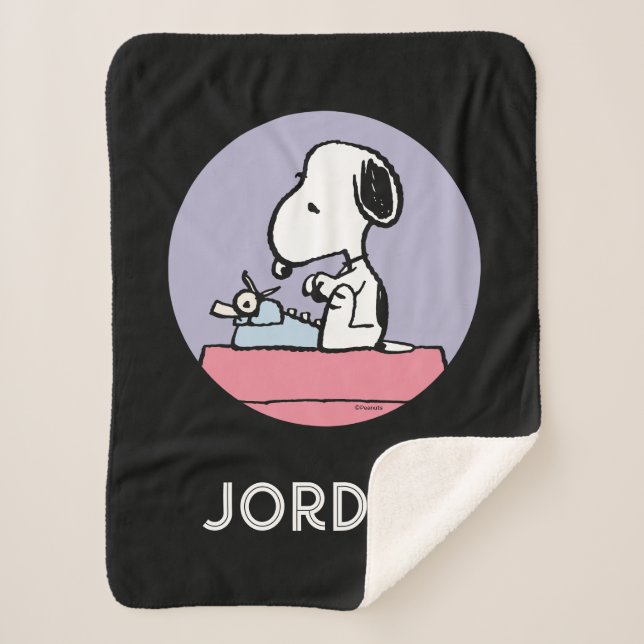 Manta Sherpa Cacahuetes | Esnoopia en la máquina de escribir (Anverso)