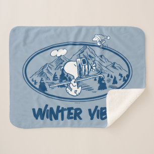 Manta Sherpa Cacahuetes   Esquí Snoopy & Woodstock