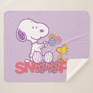 Manta Sherpa Cacahuetes   Flores Snoopy & Woodstock