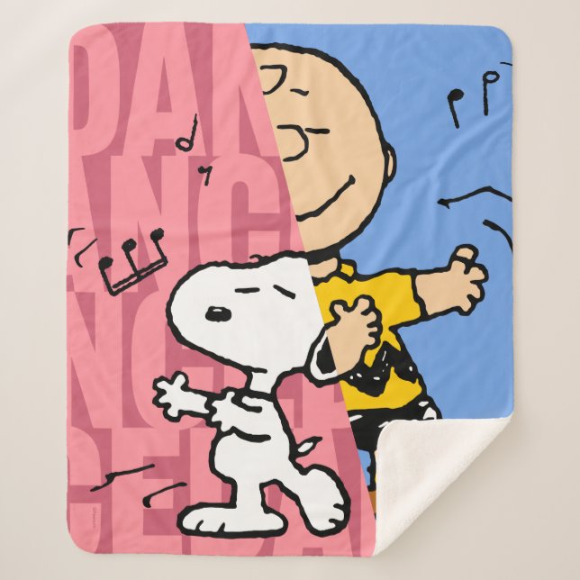 Manta Sherpa Cacahuetes | Media danza Snoopy y Charlie Brown (Anverso)