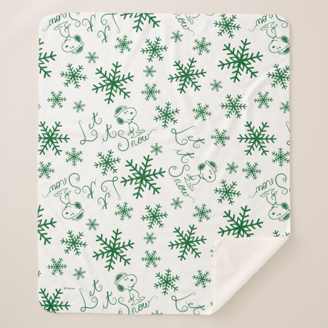 Manta Sherpa Cacahuetes | Navidades Snoopy Let It Snow Pattern (Anverso)