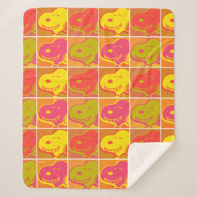 Manta Sherpa Cacahuetes | Patrón de arte pop Snoopy (Anverso)