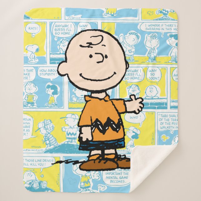 Manta Sherpa Cacahuetes | Patrón de cómics de Charlie Brown (Anverso)