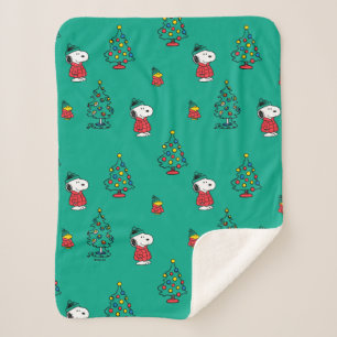 Manta Sherpa Cacahuetes   Patrón de Navidades Snoopy y Woodstoc