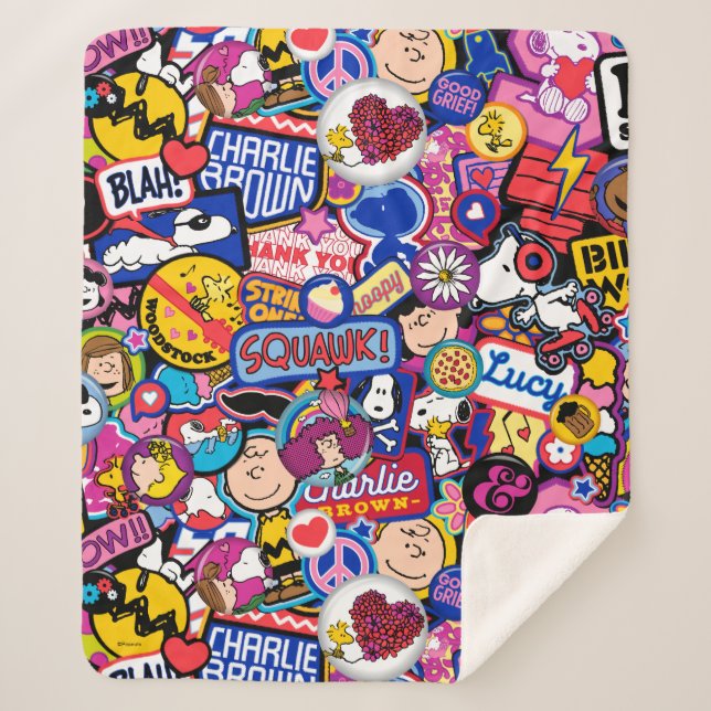 Manta Sherpa Cacahuetes | Patrón de parches de mixtape (Anverso)