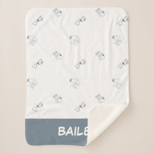 Manta Sherpa Cacahuetes   Patrón gris suave Snoopy & Woodstock