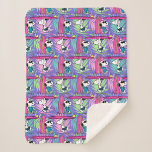 Manta Sherpa Cacahuetes   Patrón Snoopy Purple Surf