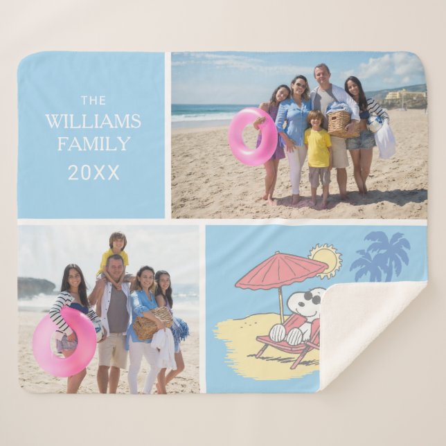 Manta Sherpa Cacahuetes | Playa Snoopy | Añadir su nombre y fot (Anverso (horizontal))