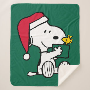 Manta Sherpa Cacahuetes   Regalo Snoopy Santa & Woodstock