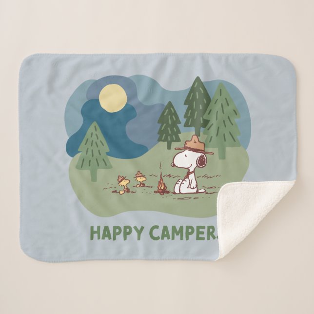 Manta Sherpa Cacahuetes | Sitio del campamento de Snoopy y Wood (Anverso (horizontal))