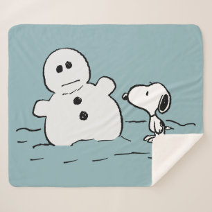 Manta Sherpa Cacahuetes Snoopy Construye Un Hombre De Nieve