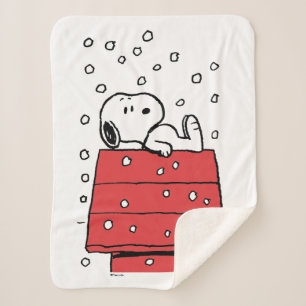Manta Sherpa Cacahuetes   Snoopy Doghouse Snowflakes