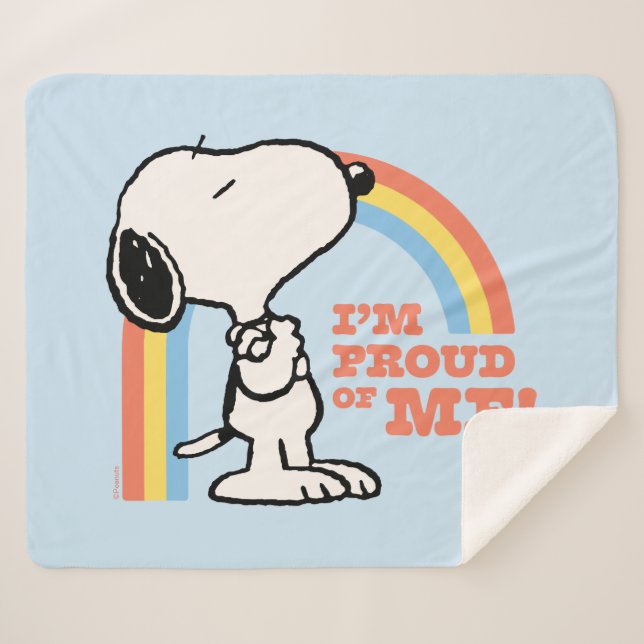 Manta Sherpa Cacahuetes | Snoopy Estoy orgulloso de mí (Anverso (horizontal))