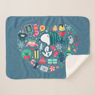 Manta Sherpa Cacahuetes   Snoopy Holiday Happiness Heart