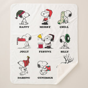 Manta Sherpa Cacahuetes   Snoopy Navidades Holiday Moods
