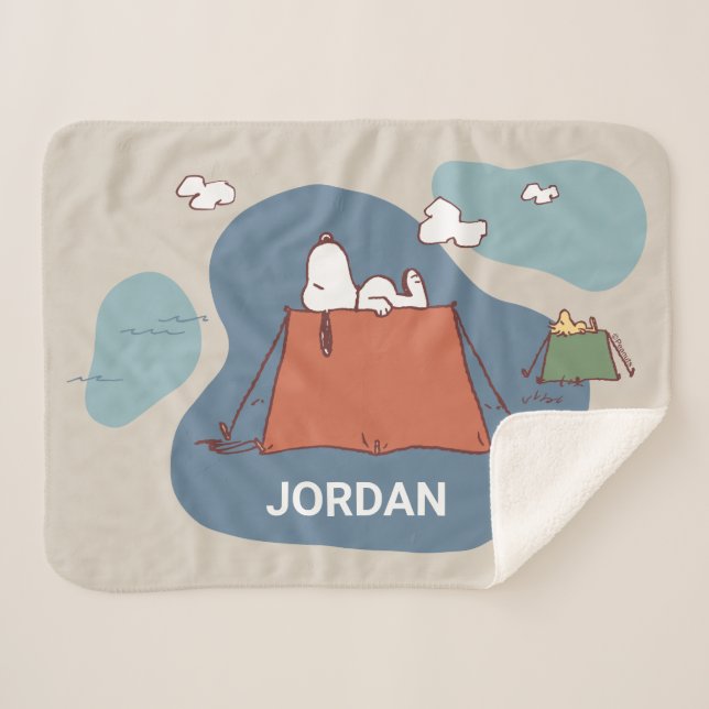 Manta Sherpa Cacahuetes | Snoopy & Woodstock | Añadir su nombre (Anverso (horizontal))