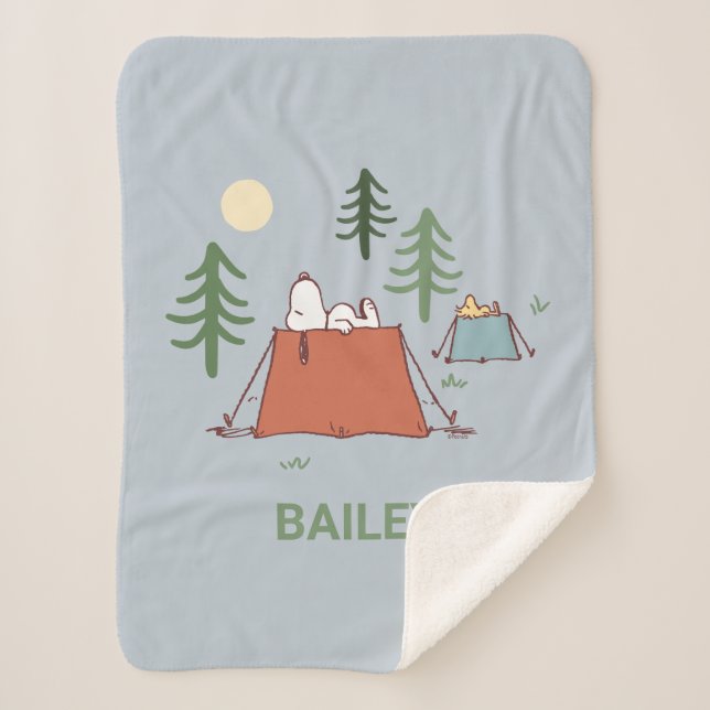 Manta Sherpa Cacahuetes | Snoopy & Woodstock | Añadir su nombre (Anverso)