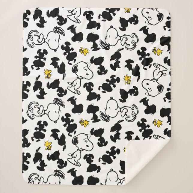 Manta Sherpa Cacahuetes | Snoopy & Woodstock Shadow Pattern (Anverso)
