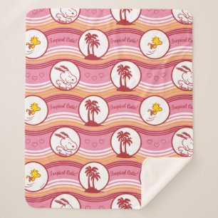Manta Sherpa Cacahuetes   Snoopy & Woodstock Tropical Cutie