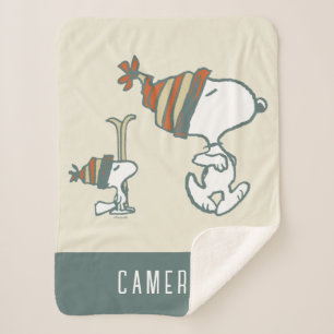 Manta Sherpa Cacahuetes   Viaje para esquiar Snoopy & Woodstock