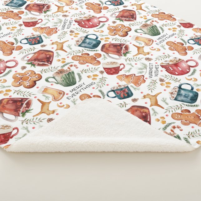 Manta Sherpa Cacao Caliente Gingerbread Cookies Navidades Rústi (3/4)