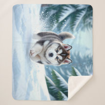 Cachorro Malamute en la Nieve
