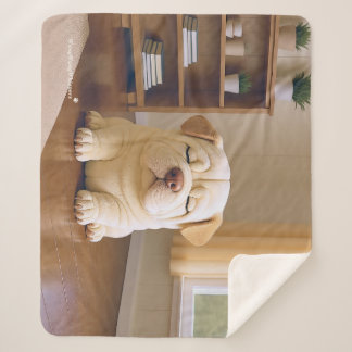 Manta Sherpa Cachorro Shar Pei - Suave Serenidad de WangWang