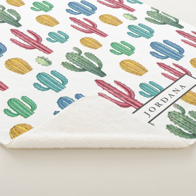 Manta Sherpa Cacti colorido | Tema del desierto personalizado (3/4)