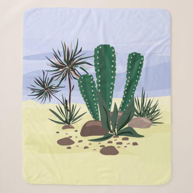 Manta Sherpa Cacti, suculentos. (Anverso)