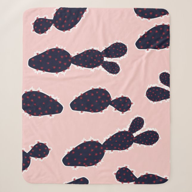 Manta Sherpa Cactus Cuteness: Patrones Pastel Dulce (Anverso)