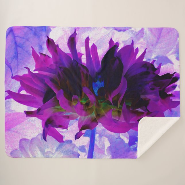 Manta Sherpa Cactus Dahlia morado y negro asombroso (Anverso (horizontal))