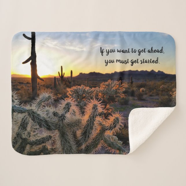 Manta Sherpa Cactus Inspirador del desierto de Arizona Sunset (Anverso (horizontal))