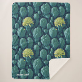 Manta Sherpa cactus personalizado, suculentos en flor