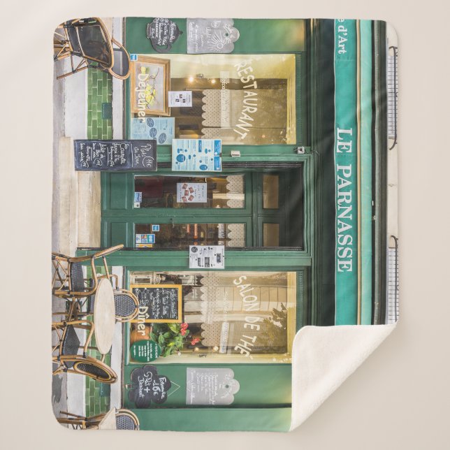 Manta Sherpa Cafés franceses: La acogedora escena de Versalles. (Anverso)