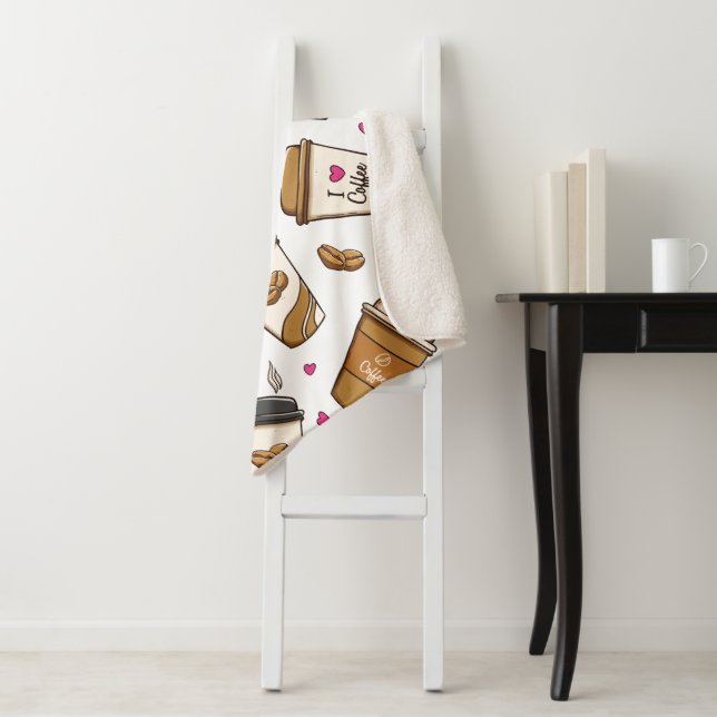 Manta Sherpa Cafés, Frijoles, Amante del Café, Corazones (In situ)