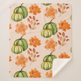 Manta Sherpa Caída del otoño de la Calabaza Floral