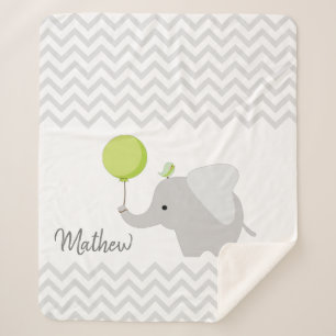 Manta Sherpa Cajeta de elefante para bebés personalizada
