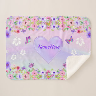 Manta Sherpa Cajeta de mariposas personalizada para Chicas