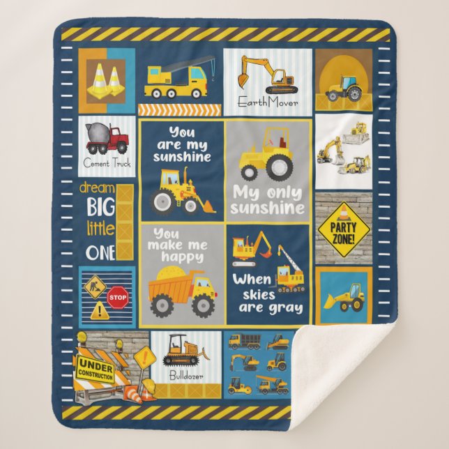 Manta Sherpa Cajón de construcción, regalos de construcción (Anverso)