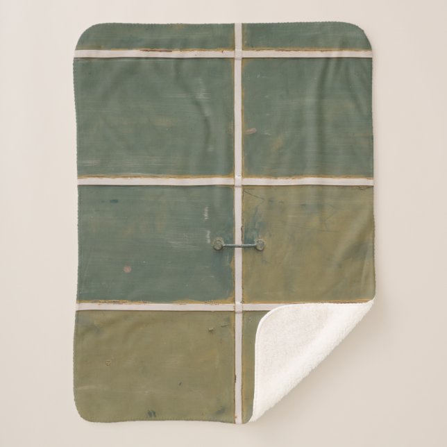 Manta Sherpa Cajón verde y amarillo (Anverso)