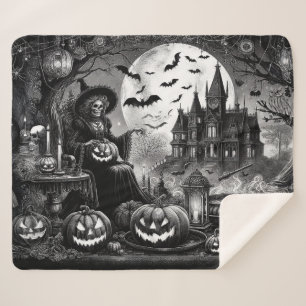 Manta Sherpa Calabaza de Brujas Skeleton