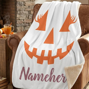 Manta Sherpa Calabaza de Halloween personalizada femenina Jack