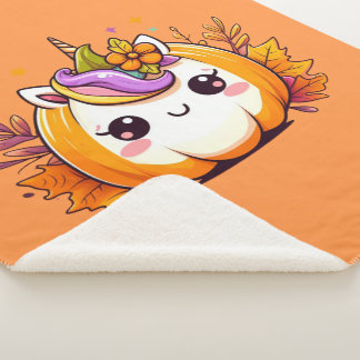 Manta Sherpa Calabaza de unicornio