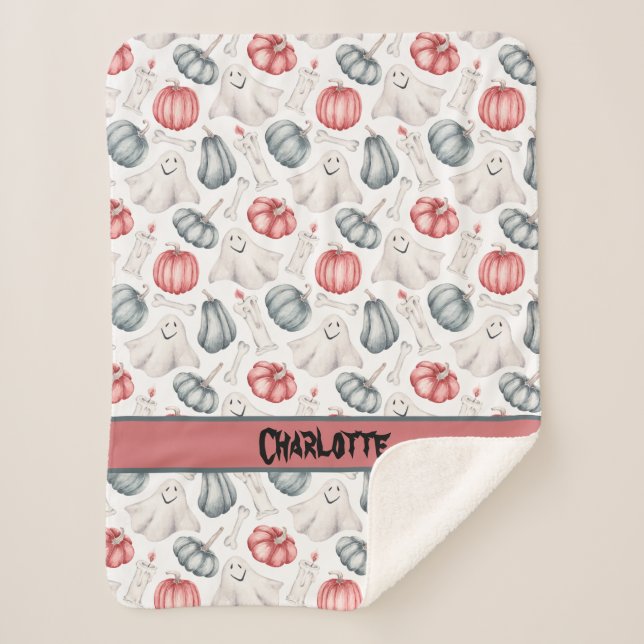 Manta Sherpa Calabaza de Velas de Hueso Fantasma Cuta personali (Anverso)